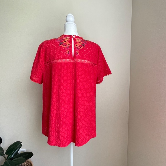 Altar'd State RED embroidered crochet swing top M - Picture 4 of 16